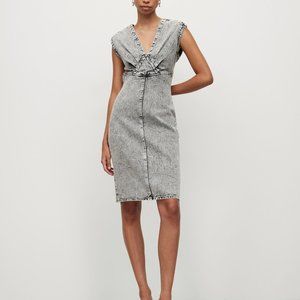 ALLSAINTS Sylana V-Neck Acid Wash Denim Dress